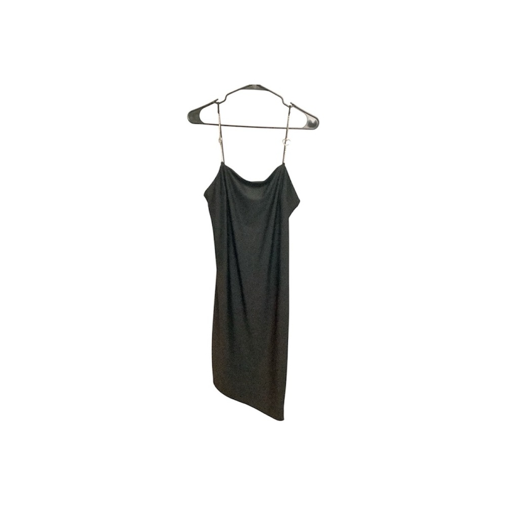 Black Slip Dress with Asymmetrical Hem